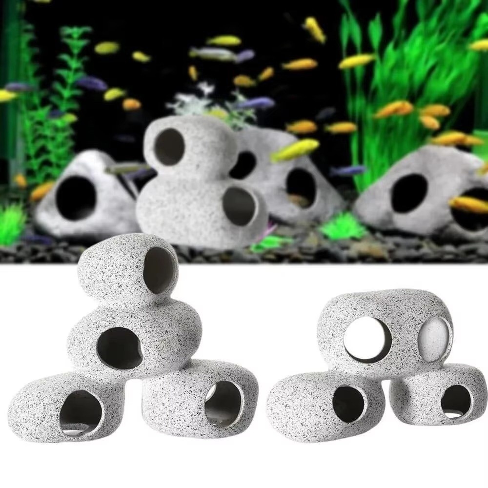 Aquarium Fish Hide - Roca de Arcilla Morada para Acuario,