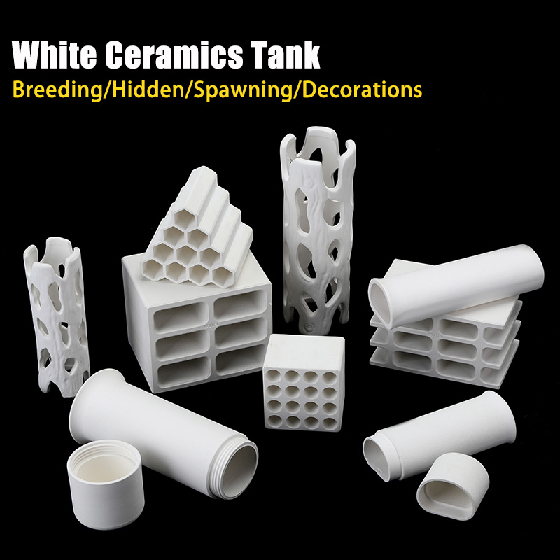Aquarium Fish Hide - Tanque de cerámica blanca para acuario,
