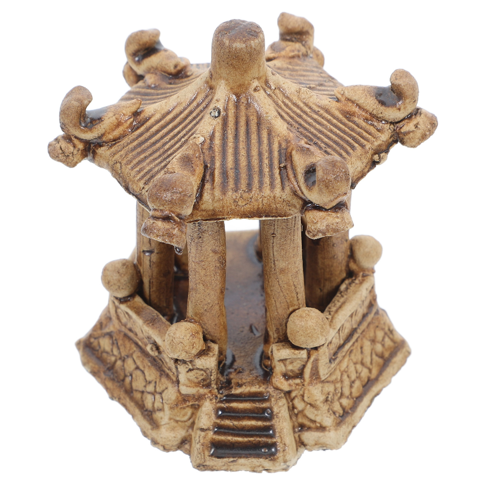 Aquarium Fish Tank - Miniatura de Pagoda Hexagonal de Cerámica,