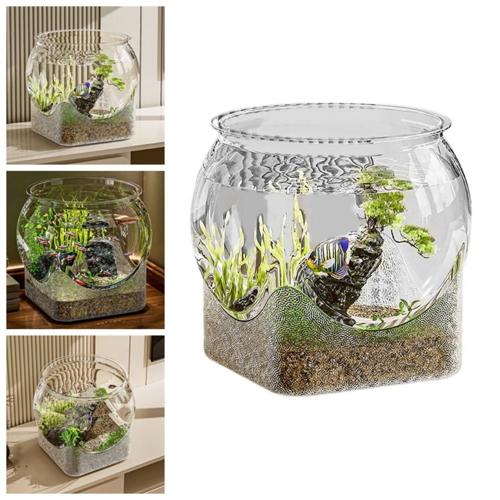 Aquarium Fish Goldfish - Pecera Redonda Ultra Transparente, Tanque de